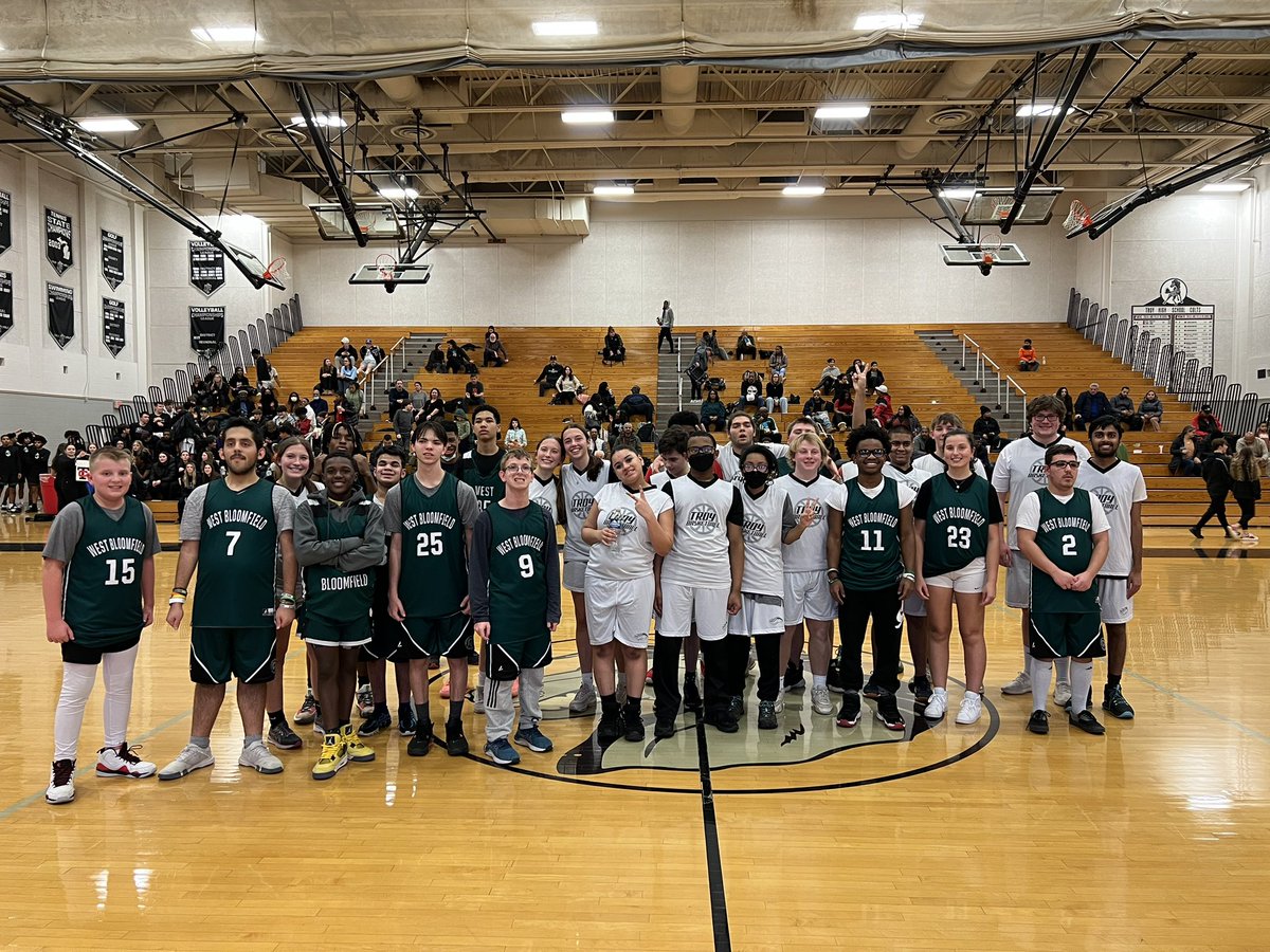 Troy__Athletics's tweet photo. Another great game tonight between the Unified Basketball teams from West Bloomfield and Troy! 

The Colts came away with a win on Parent Night — and their last home game, 32-29.

@MIPrepZone https://t.co/kSqFgne5V3