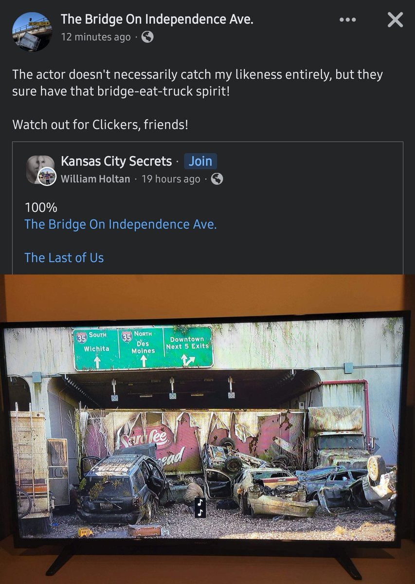 While it's definitely a different Kansas City bridge and not me, I say they represented us KCMO truck eaters quite well! #TheLastOfUs