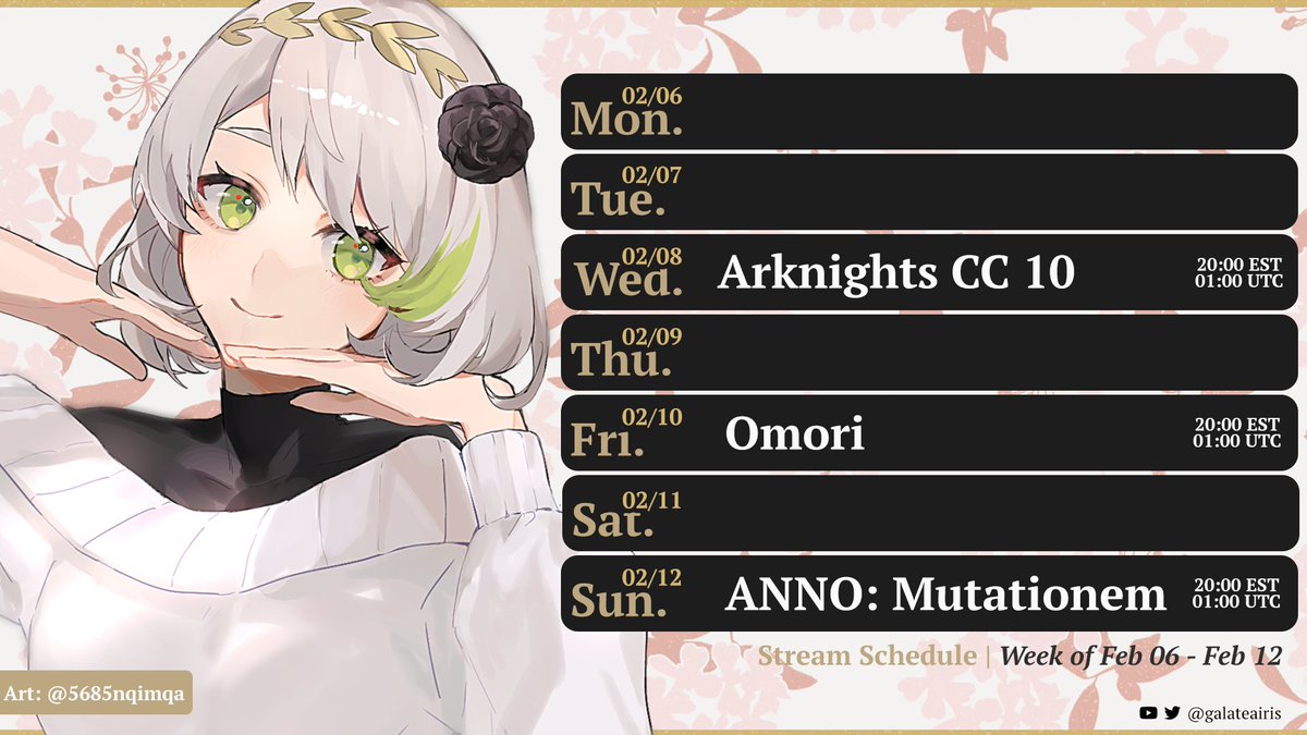 galateairis's tweet photo. [SCHEDULE 02/06- 02/12]

It's (finally) time for me to tackle another Contingency Contract in Arknights! To be honest, with all the stuff going on in this event it really scares me!! https://t.co/rN5H7CFgDF