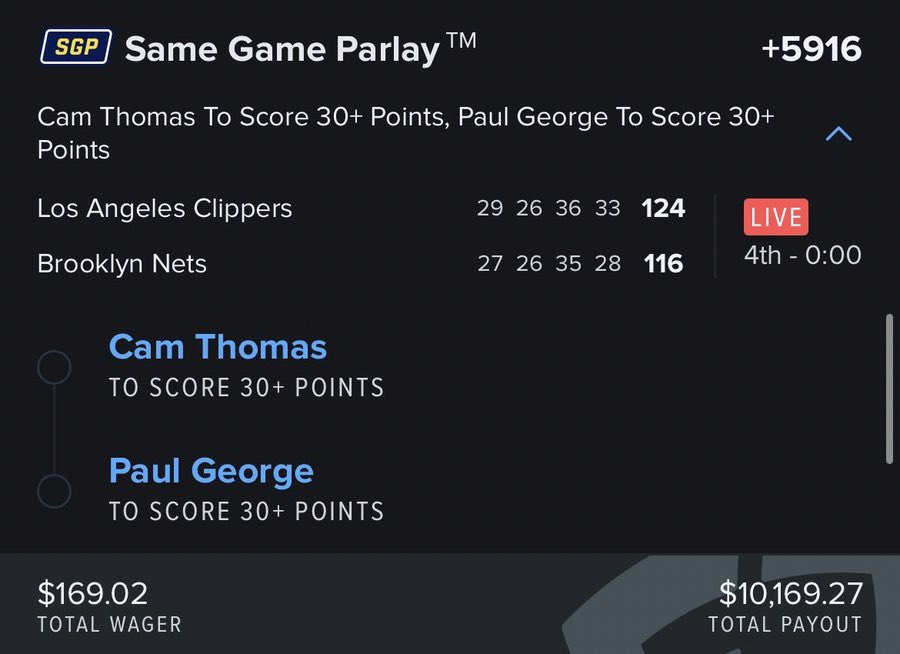 br_betting's tweet photo. Needed ONE POINT from Paul George to win $10K…

He missed a free throw with 35 seconds left 😅

(via @tommyob95 @fdsportsbook) https://t.co/li6TpySLUT