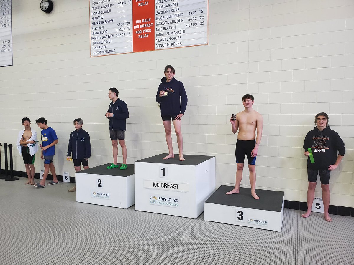 ongratulations to THS swimmer Zane Herndon. Zane competed at the Regional swim meet in Frisco, where he placed first in the 100 meter breaststroke. 
Zane will advance to the State meet in San Antonio, February 9th and 10th. 🐍💜🏊‍♂️💪🏻👏🏻