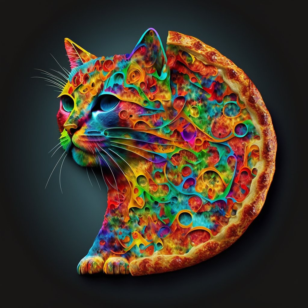 Goodnight sweet rainbow-cat-pizza, I love you... 💕🌈🍕 #psychadelic #thincrustpizza #pizzacat #aigenerated