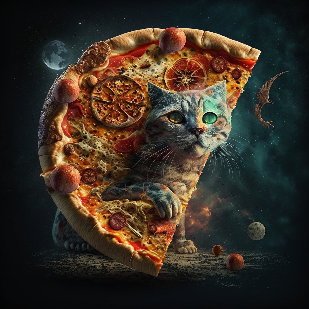 pizzacatnocap's tweet image. One small step for cat, one giant leap for pizza kind... 🌑🚀🐱 #astronautcat #aspaceodessy #moonwalk #aigenerated