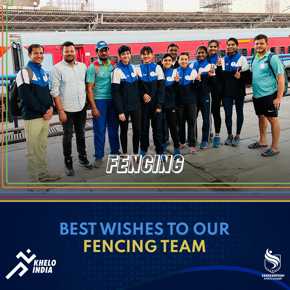 Wishing our fencing team the very best of luck at the Khelo India Youth Games 2023. A team of 14 fencers from 8 different states is representing Sanskardham Sports Academy at this multidisciplinary grassroots game of India.

#FencingTeam #KheloIndia #YouthGames2023 #SportsAcademy