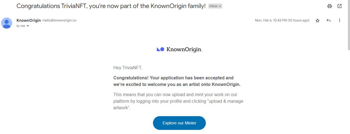 MeMyTrivia1's tweet photo. Good morning fam.
Wohooo!!! Motivational and happy mail.
#NFTs #KnownOrigin_io https://t.co/Y2Myb0K0gy