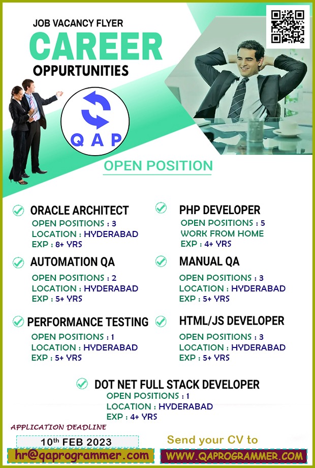#php #manualtesting #Automation #HTML #Reactjs #PerformanceTesting #FullStackDeveloper #process #hiring #share #connections #opportunity #experience #qa #technology #hiringandpromotion #hr #careers #consultants #jobsearch #recruiting #jobopening #humanresources
