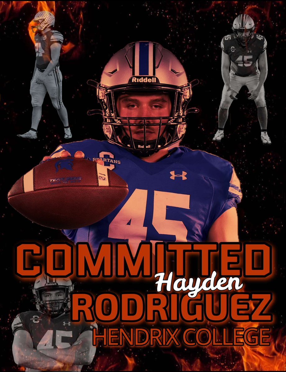 haydenrod45's tweet photo. I’m proud to say I will be spending the next four years of my life playing football at Hendrix College. Thank you to my family, friends, and coach’s for helping me get to this point in my life.@RussHeidiSLC @HendrixFootball  @CHSSpartanFB @NotCoachBuck @CHSSpartans 🟧⬛️🟧⬛️🏈 https://t.co/WKbFKdsppE