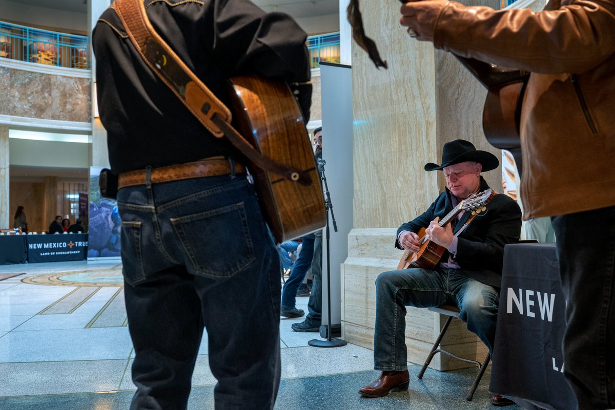 Syd Masters and his band the Swing Riders get ready to perform in the Rotunda of the State Capitol. They and other groups are here to perform for Tourism Day at the Legislature.   abqjournal.com/category/legis…