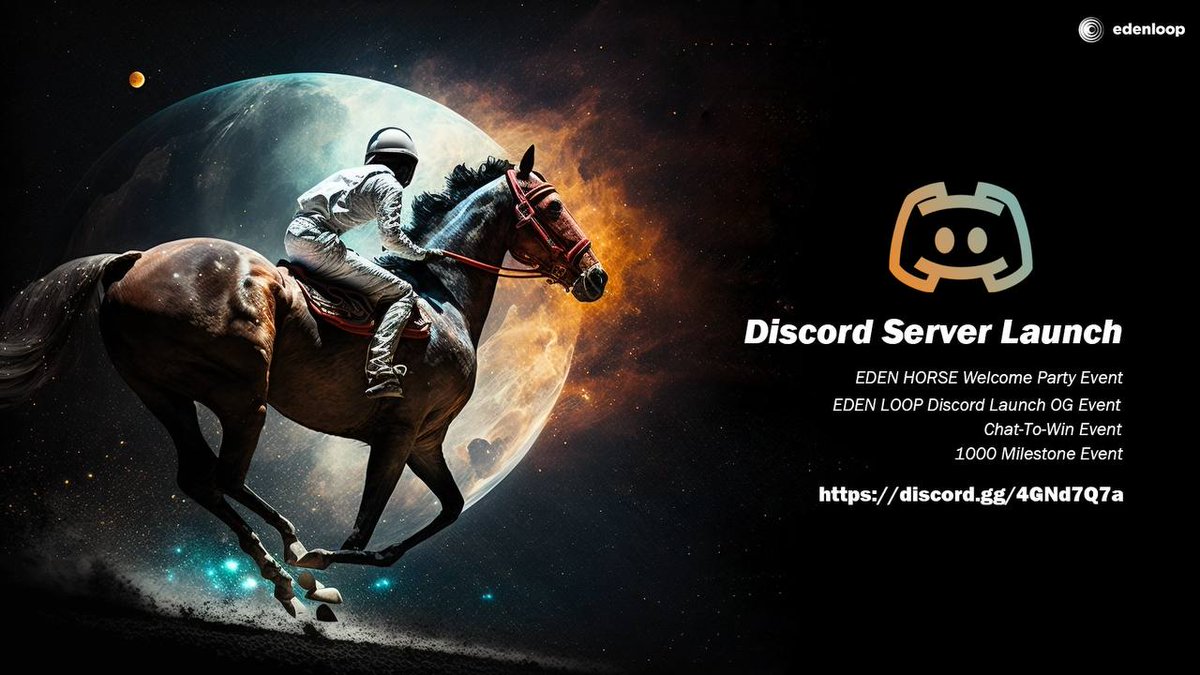 #Edenloop #EdenHorse #NFT #Discordevent #OGevent #Whitelistevent

EdenLoop/Edenhalls Discord Channel Opening Celebration Event in progress!
Participate in the free NFT and ELT Deco event and get it!
💡Discord 
discord.gg/4GNd7Q7a
💡Event participation
edenloop.net/event?lang=ko_…
