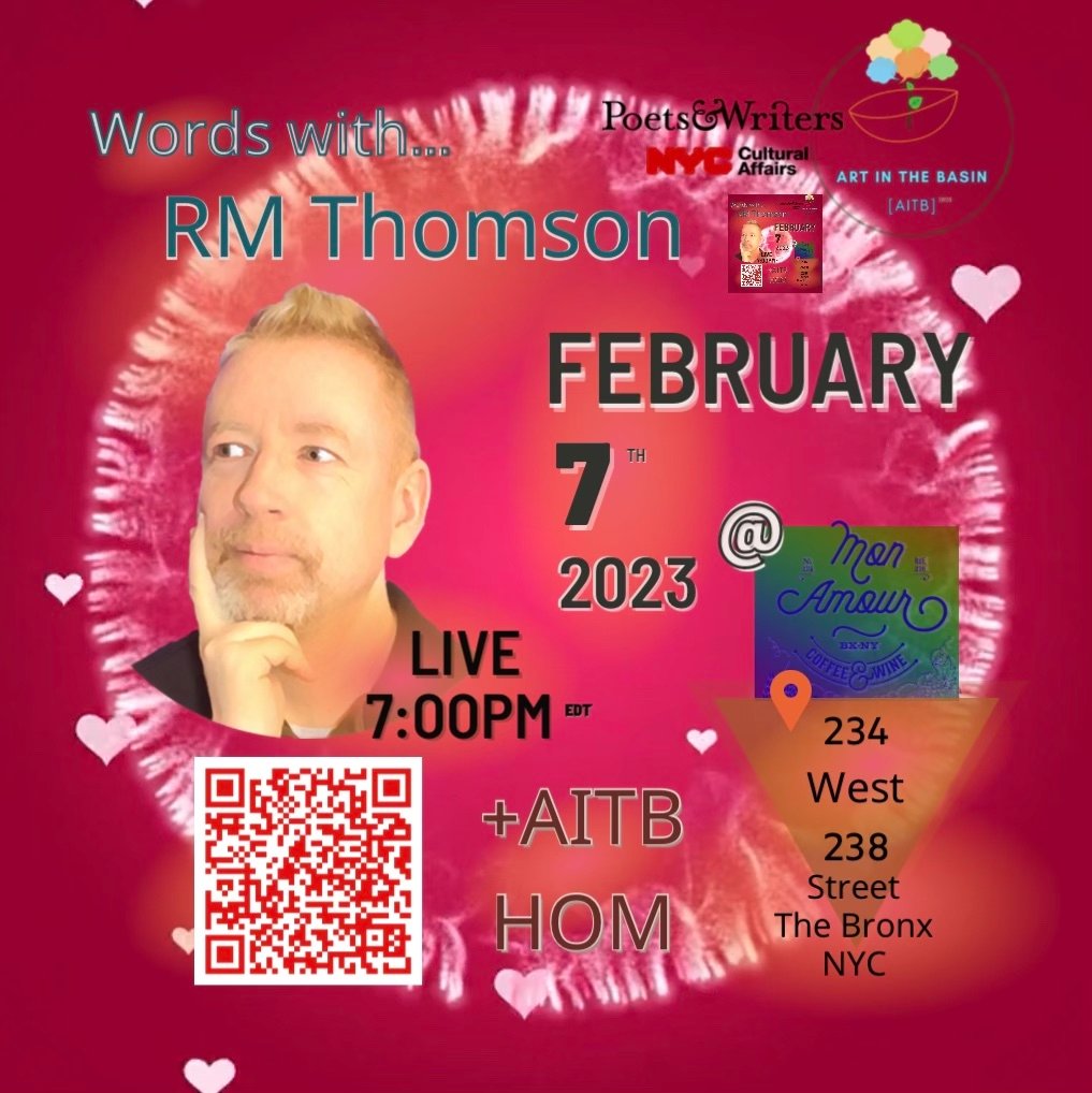bxafh's tweet photo. Tomorrow: feat. reader @ronmarcthomson @ AITB's hybrid-openmic @ Mon Amour Coffee/Wine #Bronx NYC - Tue 2/7/2023 @ 7p ET - co-hosted by Tim W. Brown &amp; Amy Joy R.

Live in-person at 234 W 238th St. - online: https://t.co/PGCfXWJh5a - https://t.co/402nMQYmay #poetry #stories #music https://t.co/Kqt0BmAp11
