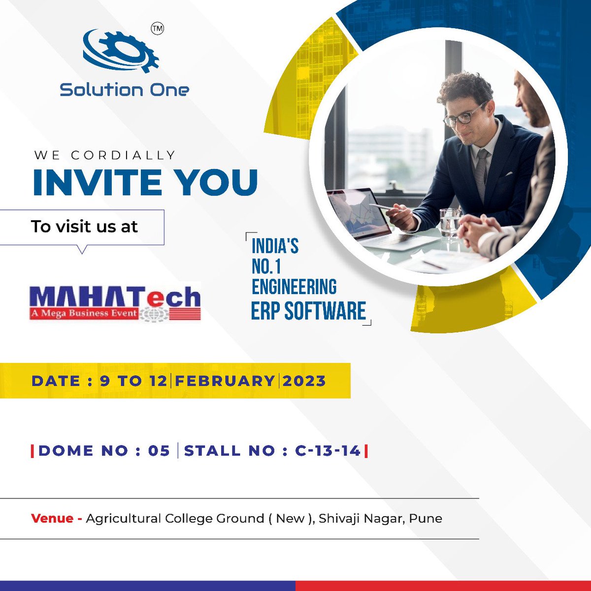 SolutionOneERP's tweet photo. We cordially invite you all to visit us at Mahatech Exhibition 2023 Pune.
#manufacturingerp #erpsystem #itmanager #system #erp #erpsoftware #engineeringerp #erpsolutions #erpimplementations #solutionone #pune #mumbai #maharashtra #puneri #enginnering #exhibition https://t.co/q0BIhhTckj