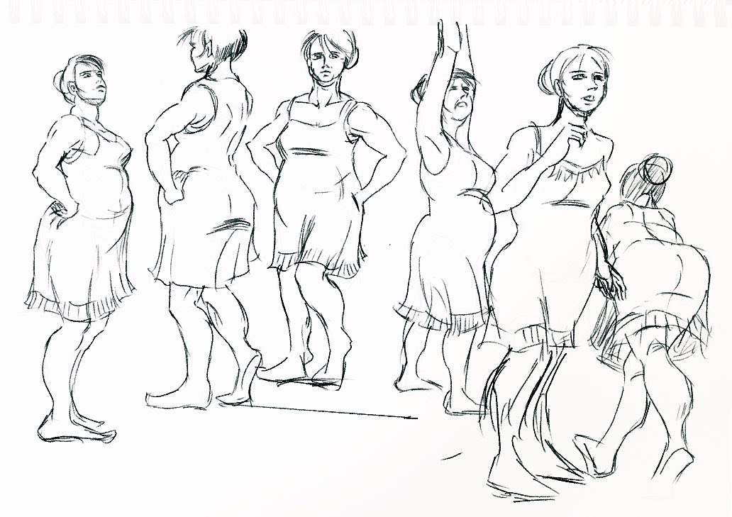 先日の課題、
「太ったおばさん」完結編

大真面目に人体描写練習です。💦 