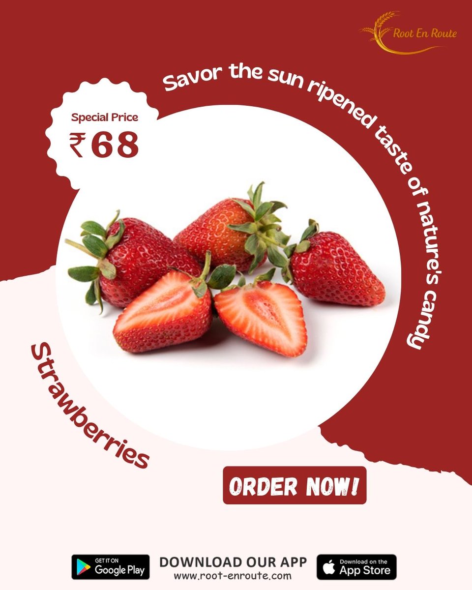 RootEnRoute's tweet photo. Fresh picked Strawberries, straight from the farm to your plate 😋

Order ripe 🍓🍓🍓🍓🍓from RootEnRoute 

#strawberry #freshfruits #fruit #strawberrycake #specialprice #ripe #rootenroute #hyderabad #strawberrymilkshake #nature #candy https://t.co/oLEPCFwgMj