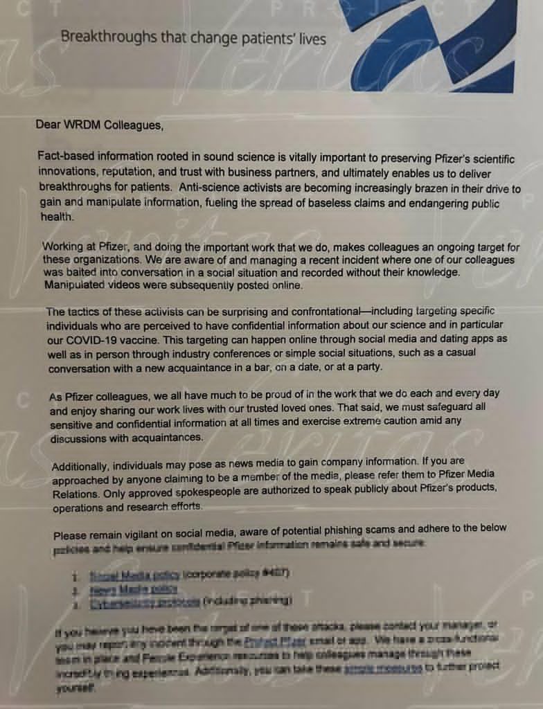 elorwelliano's tweet photo. #ULTIMAHORA Un documento filtrado muestra que los asesinos en serie de @pfizer admiten que el Dr. #JordonWalker trabaja en la empresa y advierte al personal que tenga cuidado con el #ProyectoVeritas. https://t.co/4uJUtqIS5X