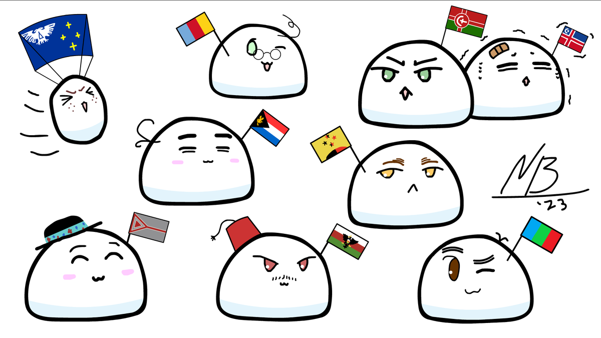 Inspired by the Mochi's from the Anime "Hetalia", I created Mochi versions of the Micronations I created Diplomatic Relationships with!

I hope you enjoy these!

(Molossia's Mochi design is based off of their canon Anime design in "Hetalia: The World Twinkle".)

#Micronations