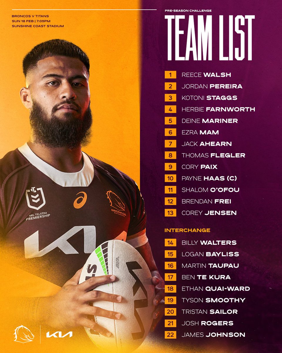 brisbanebroncos's tweet photo. Payne will lead the boys this Sunday against the Titans 🐎

Details 👉 https://t.co/yEUjBxIASk https://t.co/IhAcjleYR7