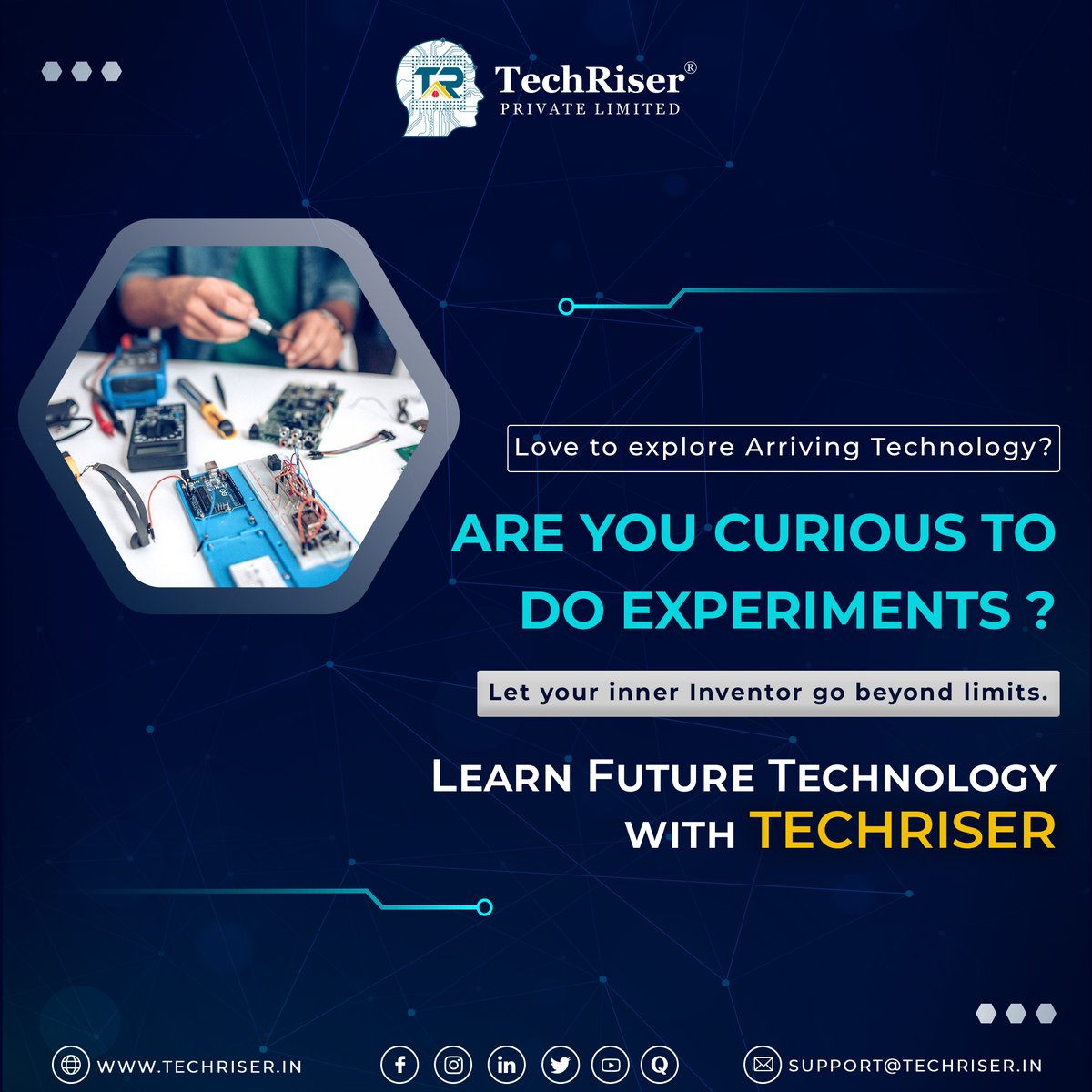 tech_riser's tweet photo. Learn the Technology of Future World with Techriser. From basic to advance level AI-IoT Training with Practical Experiments and Live Demo.
#techriserpvtltd #ai #iot #aiiot #internetofthings #artificialintelligence https://t.co/6wGxnx4ZCs