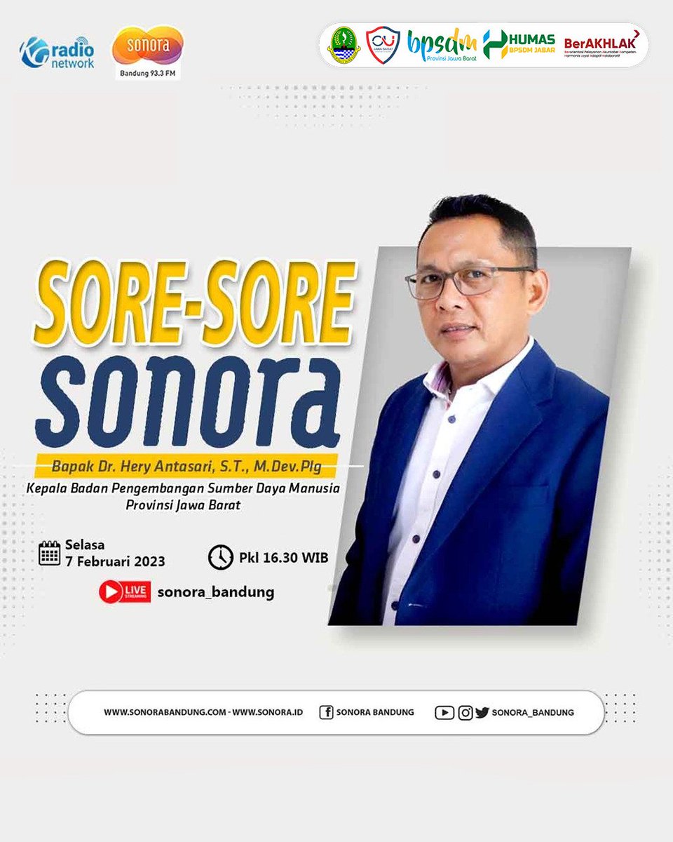 bpsdmjabar's tweet photo. Sore sore talkshow bareng sonora
Stay Tune Sonora 93.3 FM dan disiarkan langsung melalui kanal Youtube sonora_bandung.
#ridwankamil
#UuRuzhanulUlum
#bpsdmjabar https://t.co/RpC9iF32dc