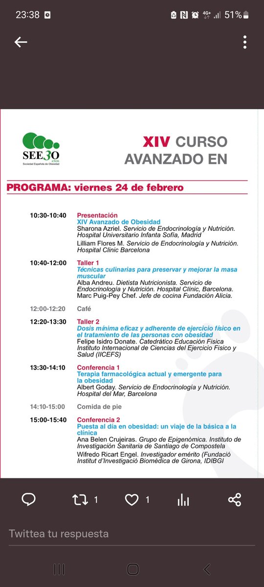 📢Imprescindible #SEEDObesity ME FASCINA EL ASPECTO PRÁCTICO DEL PROGRAMA AVANZADO <a href="/SociedadSeedo/">SEEDO</a>🆙️ y su propuesta de viaje estelar DE LA BÁSICA A LA CLÍNICA🚀. #YoMeApunto✅️ <a href="/SharonaAzriel/">Sharona Azriel</a> <a href="/Lilliam03937698/">Lilliam Flores</a> <a href="/AlbaAndreuDN/">Alba Andreu Martí</a> <a href="/FundacioAlicia/">Fundació Alícia</a> <a href="/felipeisidro13/">Felipe Isidro</a> <a href="/crujeiras/">probando_probando</a> <a href="/mardelmala/">Mar Malagon</a>