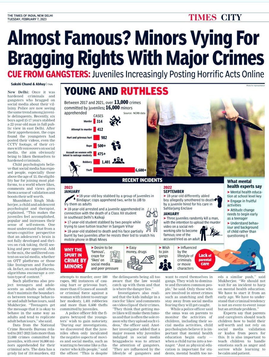 Uploading videos with voiceovers, reels, pictures on Insta and FB: How juveniles are looking to brag on social media to spread influence, behave like hardened criminals, get more likes and comments. @abhay8942 and I report 👇🏾
