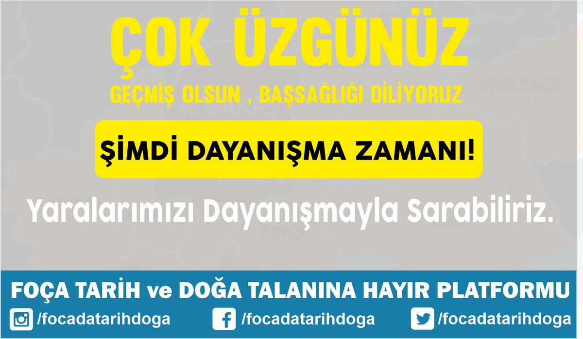 Çok üzgünüz, çok büyük acı ile karşı karşıyayız. İki büyük deprem 10 kentte büyük yıkım ve binlerce can kaybına yol açtı. Bu büyük felaketi, afetin yarattığı acıları, yaralarımızı  ancak dayanışmayla sarabiliriz.
#deprem 
#DayanısmaZamanı
