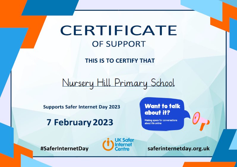 Nursery_Hill's tweet image. We are proud to be supporting #SaferInternetDay2023. ‘Making space for conversations about life online.’ #SID2023 #OnlineSafety @UK_SIC @MrsJeansNHP @NurseryHillEYFS