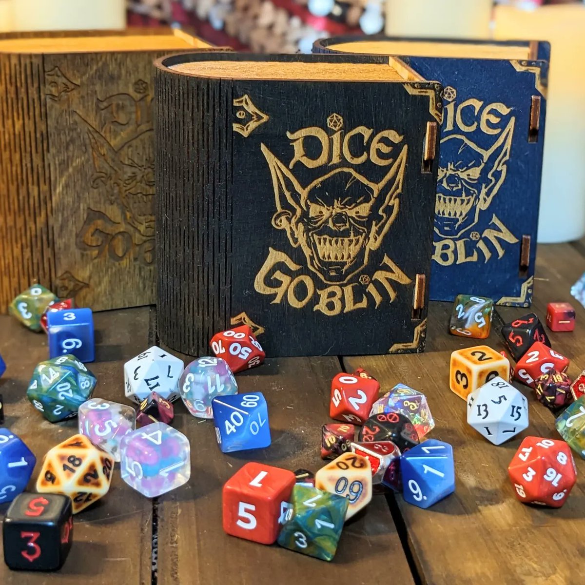 Calling all dice goblins! Keep your precious collection protected with our handmade wooden dice box! For its compact size this box holds an astonishing amount of dice, so you’ll never have to worry about leaving any behind! #ttrpg #DnD

TheWylderProject.Etsy.com