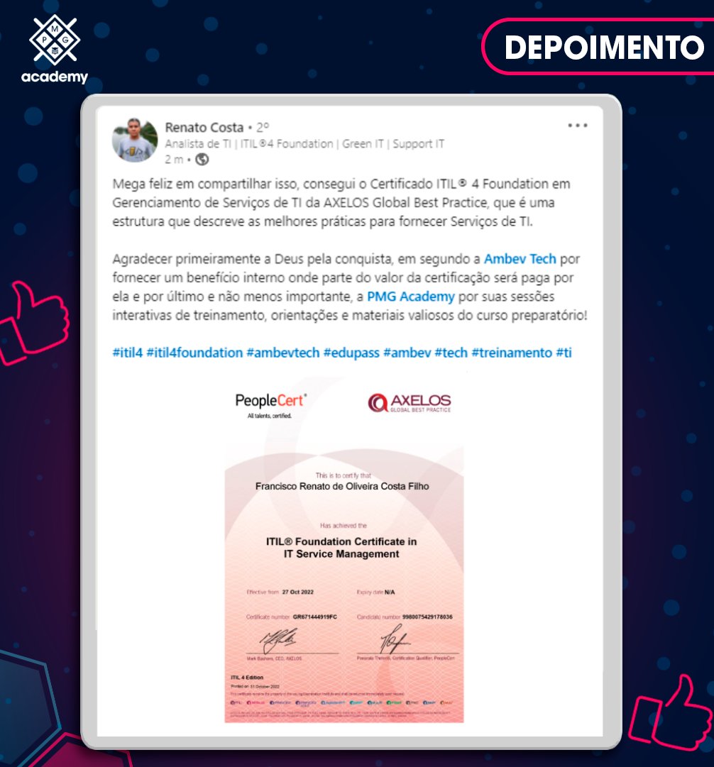 pmg_academy's tweet image. Renato, parabéns pela conquista! Sucesso na carreira!
E parabéns também para @ambev_tech Ambev Tech por entender a importância de investir na capacitação dos colaboradores.

Contem sempre conosco!

#itil4 #itil4foundation #ambevtech #edupass #ambev #treinamento #ti #PMGAcademy