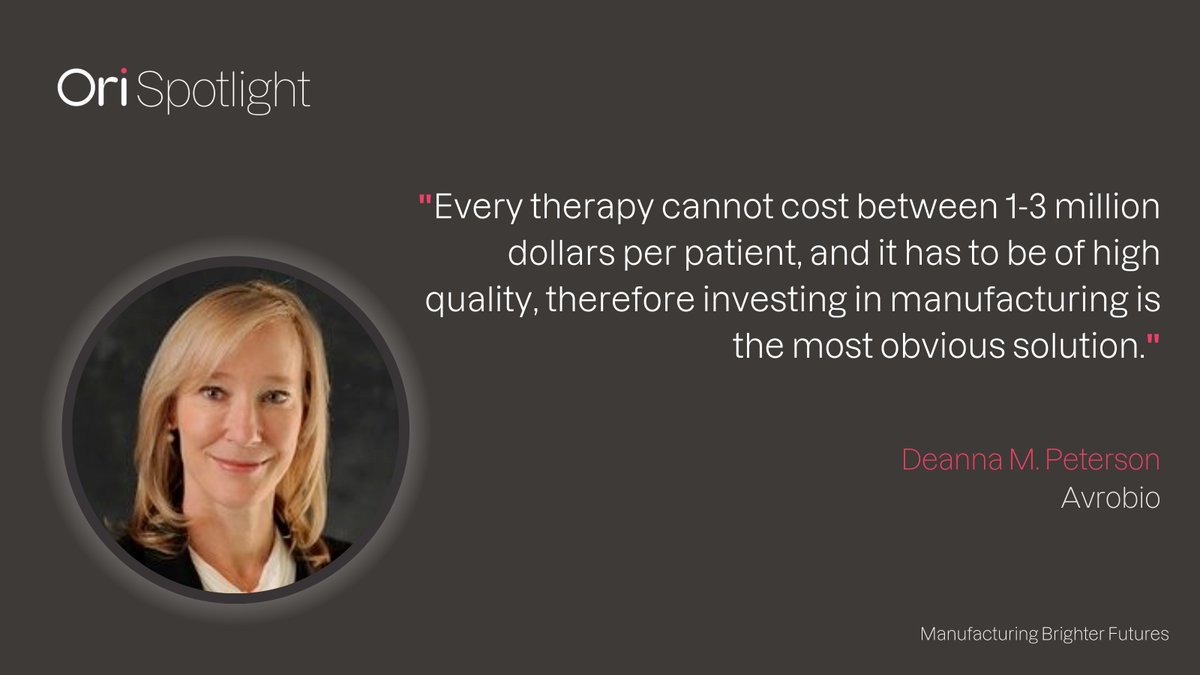 OriBiotech's tweet photo. If we are to reduce costs, achieve high quality therapies &amp; increase patient access we must rethink manufacturing processes.

This was the key topic of discussion when Deanna M. Peterson, CBO at @avrobio joined @Ori_JCFoster  on the Ori Spotlight #podcast➡️https://t.co/h1lLrzVxgh https://t.co/4xQNZWCg4b