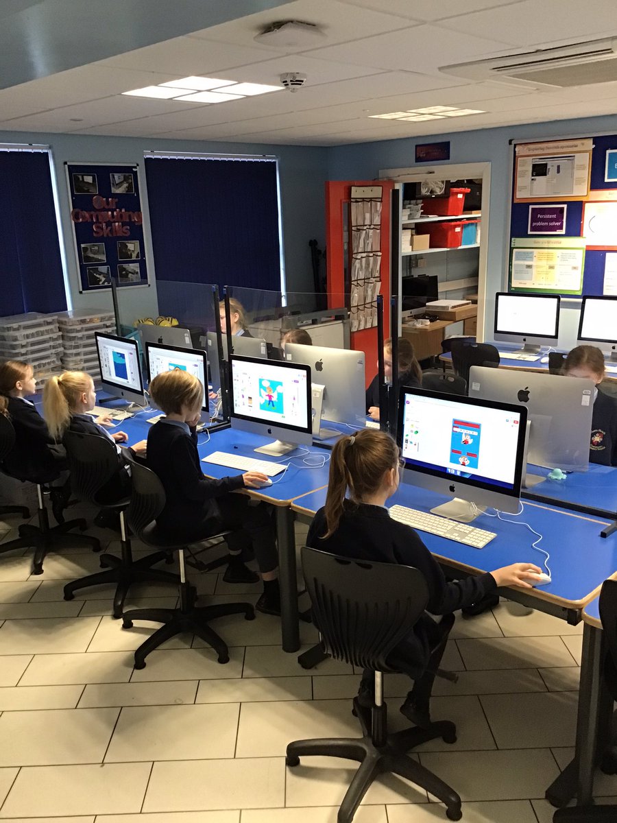 MissAF_Thatto's tweet image. Enjoying time in the computer lab creating posters for the flying man in our English lessons. #ThattoPrim_4AF #ThattoPrim_Computing