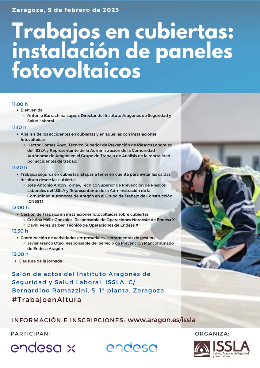 ⏳ ¡Cerramos inscripciones en 24 horas!

𝙹𝚘𝚛𝚗𝚊𝚍𝚊 𝚃é𝚌𝚗𝚒𝚌𝚊: 𝚃𝚛𝚊𝚋𝚊𝚓𝚘𝚜 𝚎𝚗 𝚌𝚞𝚋𝚒𝚎𝚛𝚝𝚊𝚜. 𝙸𝚗𝚜𝚝𝚊𝚕𝚊𝚌𝚒ó𝚗 𝚍𝚎 𝚙𝚊𝚗𝚎𝚕𝚎𝚜 𝚏𝚘𝚝𝚘𝚟𝚘𝚕𝚝𝚊𝚒𝚌𝚘𝚜

🔵 Información/inscripciones/documentos descargables: aragon.es/-/jornada-tecn… 

#TrabajosEnaltura