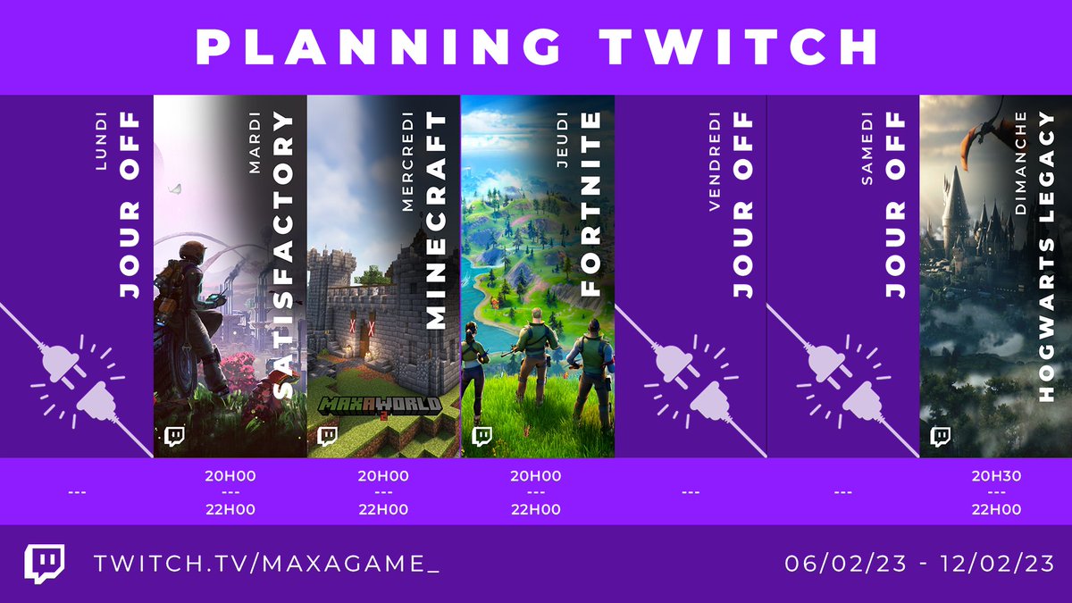 MaxAGame_'s tweet photo. C'est l'heure du planning de la semaine !
Voici donc les différents streams prévus pour cette semaine.
Rendez-vous comme toujours sur https://t.co/w5ki7Z7B0C ! https://t.co/UzeUAlELyi