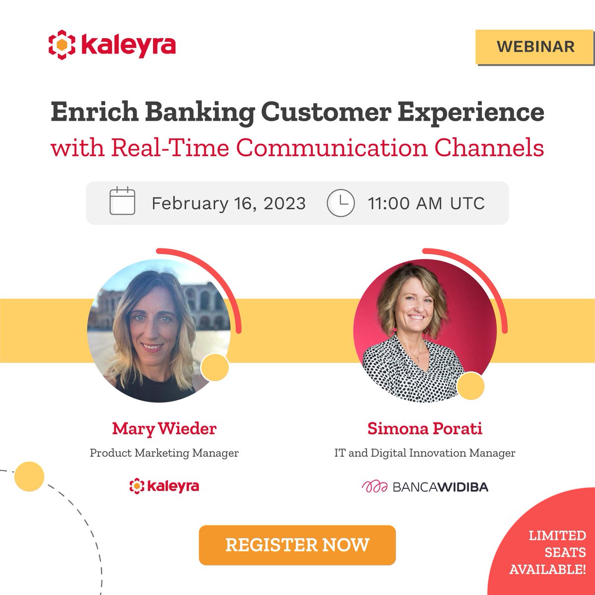Kaleyra_'s tweet photo. Join the informative WebRTC webinar, where Simona Porati &amp;  Mary Elizabeth Wieder discuss real-time communication technologies for banking and financial services.
Book Your Slot Now!

https://t.co/U1uzYUvG1Q

#webrtc #videosolution #communicationapi #webinar #kaleyra https://t.co/pC3WGOXcW3
