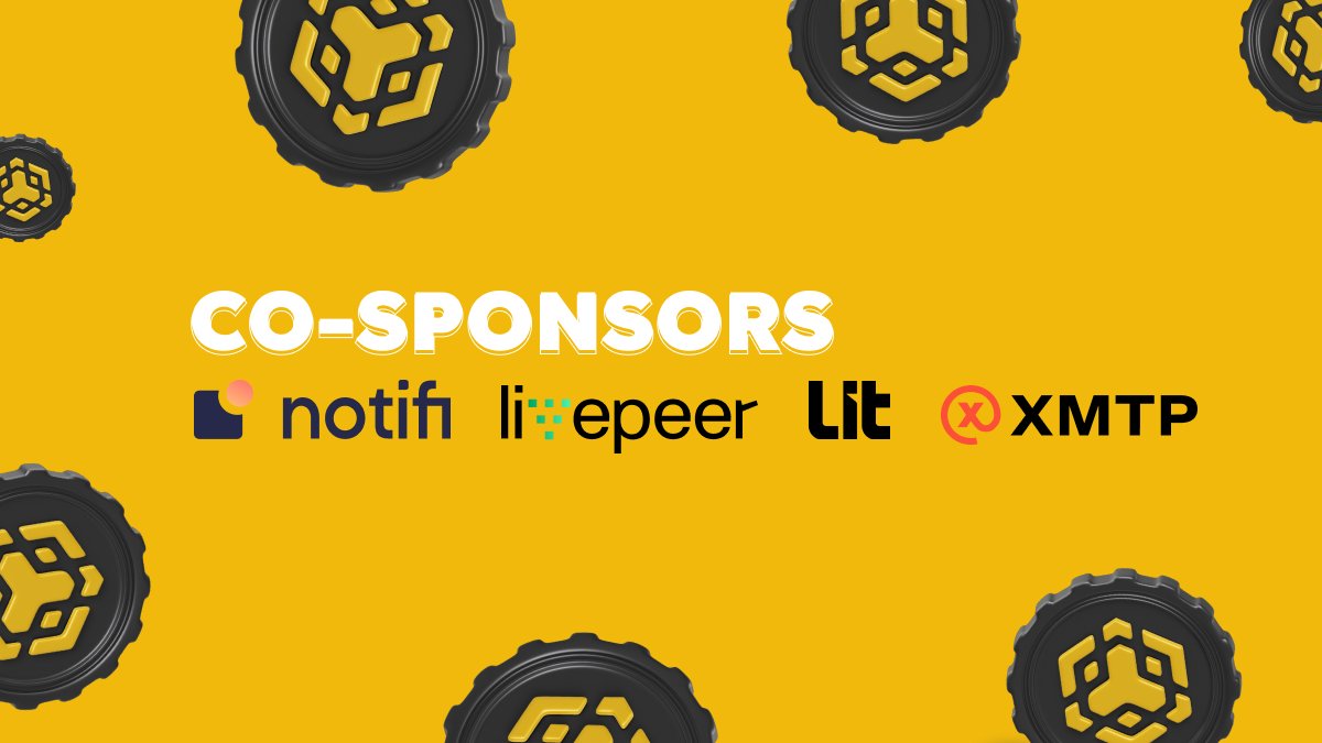 BNBCHAIN's tweet photo. Thanks to our co-sponsors @NotifiNetwork, @LitProtocol, @Livepeer &amp; @xmtp_, plenty of tools are available to take your Web3 social ideas from concepts to fully-fledged projects in the next month.

Have Questions? Discord ➡️ https://t.co/0I55BXj4dq https://t.co/uhh2bzJzyM