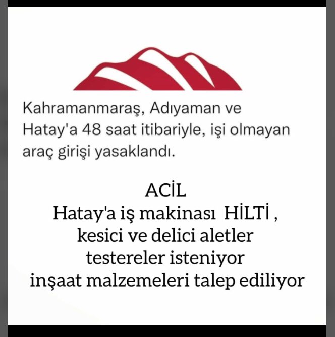 symsu0's tweet photo. @OguzhanUgur @ProfDemirtas @KucukkayaIsmail 
@DepremDairesi @Kizilay @AKUT_Dernegi 
@AFADBaskanlik 
#hatayantakya #antakyadeprem #seferberlik 
ACİLLL!!!! Ekipman desteği şart lütfen 🙏 https://t.co/qTXmBFSiHa