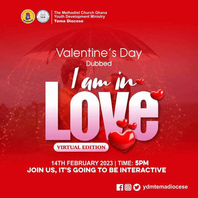 ydmtemadiocese's tweet photo. 📅 | 𝗨𝗣𝗖𝗢𝗠𝗜𝗡𝗚 𝗘𝗩𝗘𝗡𝗧

A VIRTUAL VALENTINE PROGRAM... 

I am in LOVE 😍 😍 ❤️❤️

#LikeCommentShare 
#UpcomingEvent
#YDMTemaDiocese 
#MCGTemaDiocese 
#TheMethodistChurchGhana https://t.co/jtlPZJifvQ