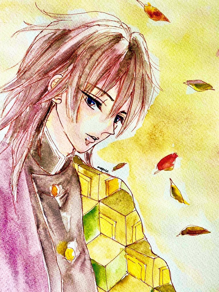 なゆたさんがTwitterに投稿した冨岡義勇(鬼滅の刃)のイラスト。