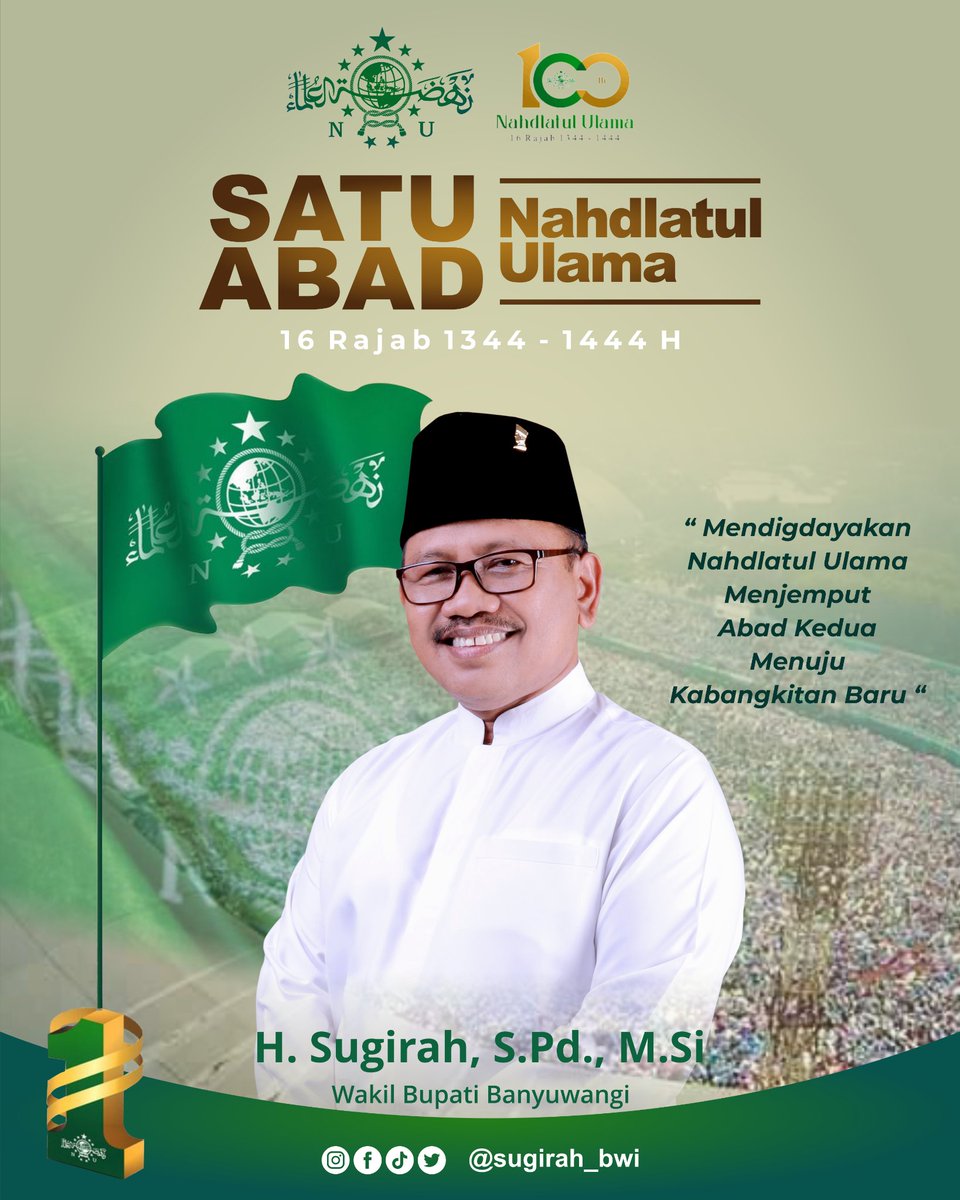 Pakde mengucapkan Selamat dan sukses Satu Abad Nahdlatul Ulama' Jadikanlah momentum ini sebagai renungan untuk bisa berbuat kebaikan yang lebih banyak untuk satu abad berikutnya. Semoga selalu diberikan keberkahan fiddini wadunya wal akhirat. Amin