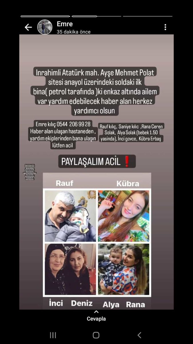 anafintezarak's tweet photo. @haluklevent Allah rızası için yardım edin Gaziantep @gaziantep @ahbap https://t.co/BhbSHOvkj0
