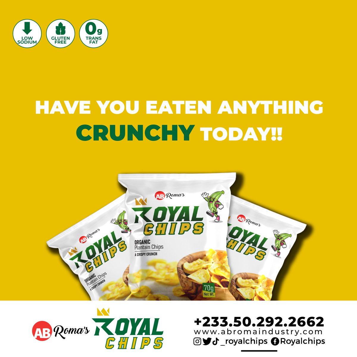 _royalchips's tweet image. Have you had anything crunchy today?
#plantainchips #toogoodtobethisgood #ghanaplantain #ghanafoodie #ghanafoodnetwork #eathealthy #chips #crunchysnacky #foodporn #goodvibes #foodie #snackright #immunebooster