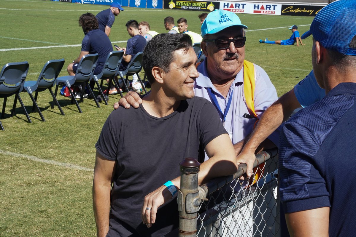 Cparaskevas's tweet photo. Had the honour / pleasure of meeting some @SydneyOlympicFC legends at the @footballnsw opening weekend. Great to see the club's history being celebrated. Humble and friendly dudes. Gary Meier tried to steal my hair 😅 #sydneyolympicfc #footballnsw #football #nsl #soccer #olympic https://t.co/fIvbzEelEF