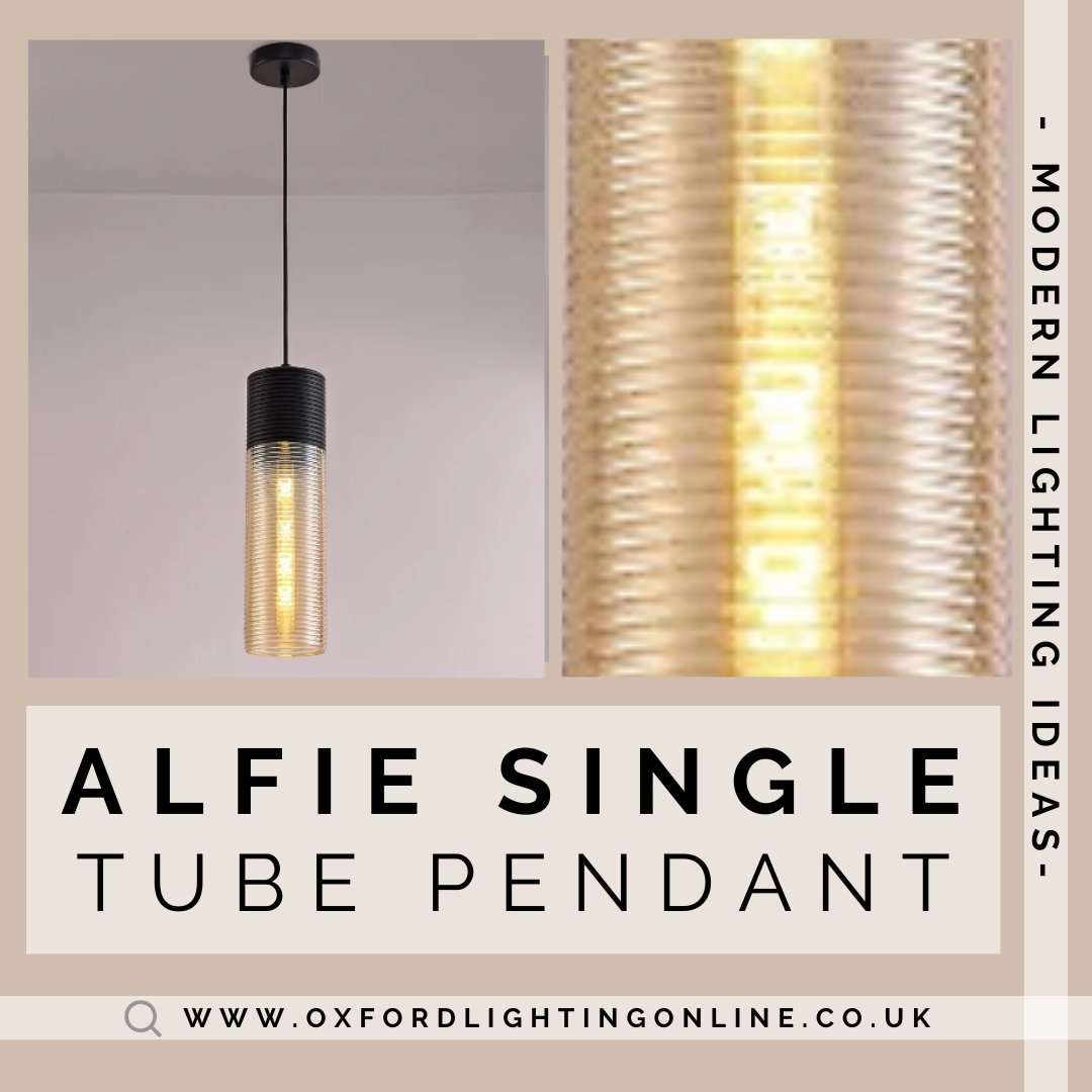 🔆Transform any space with the Alfie Collection of single pendants.🔆 This eye-catching range features three unique shapes, all united by a beautiful rippled effect along each component and an elegant black frame to enhance the warm glow from its amber tinted glass finish.