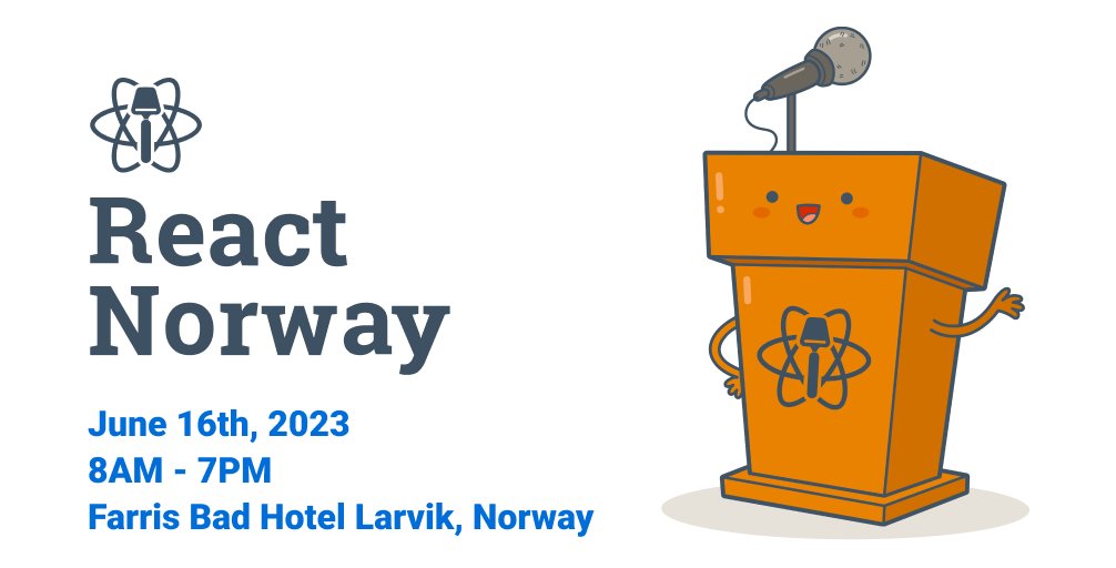 Do you want to speak at the React Norway conference on Jun 16th, 2023?

Show us what you got. Submit your talk reactnorway.com 

Talks should be up to 25 minutes, plus we'll have a 5-minute Q&amp;A session.