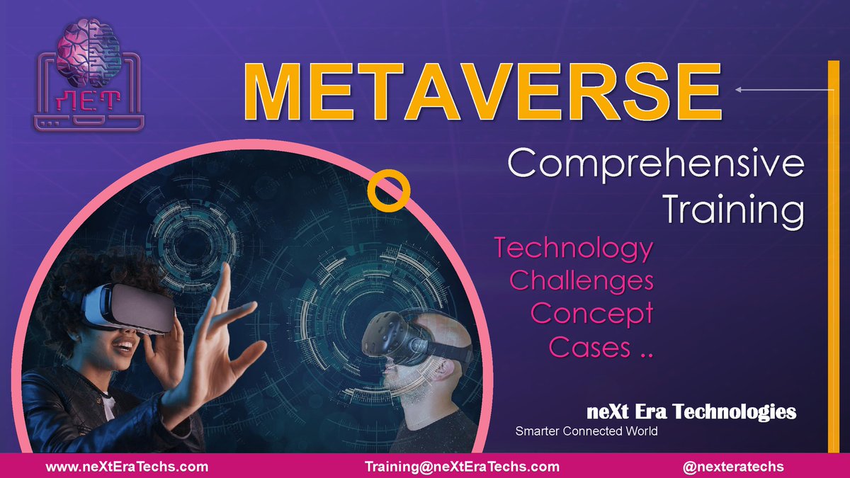 nexteratechs's tweet photo. Step into the Metaverse with our training program! 🌌
Our comprehensive program covers the latest developments in the metaverse and its related technologies
contact us at:
training@nexteratechs.com
#Metaverse #VirtualReality #AugmentedReality  #Technology #experience #training https://t.co/qunbR2DYEp