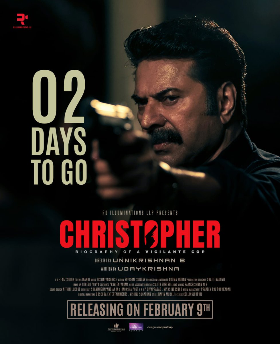 2 More Days to go for #Christopher 🔥

Bookings open now 

@mammukka @unnikrishnanb @FilmChristopher #Mammootty