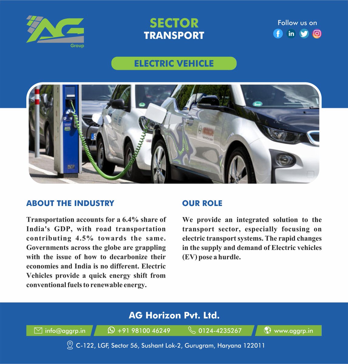 Trade, Commerce and Communication thrive and grow through transport. 

#AGSectors #Transport #ElectricVehicle #Railway #Ropeway #TrafficManagement #AGService #ServicesofConsulting #AGHorizon #Pmc #Consulting #Advisory #Consultancyexpert #consultancyinindia #managementconsultancy