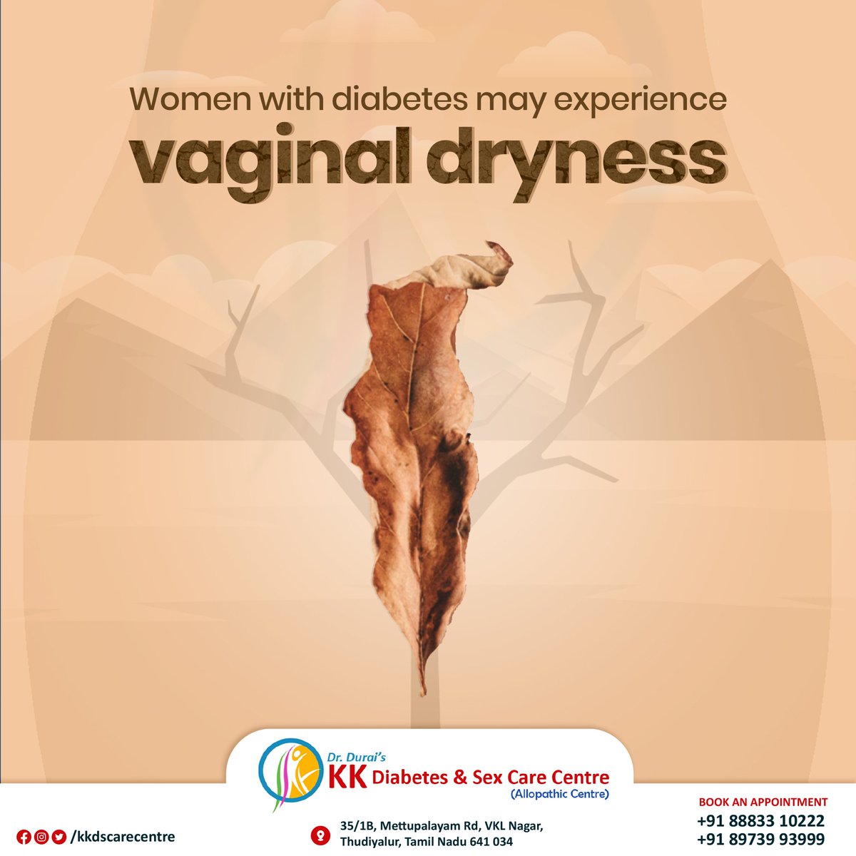 kkdscarecentre's tweet photo. Having diabetes can lower your sexual urge and ability to enjoy it. Women may experience vaginal dryness, discomfort and even pain during intercourse. 

#hospital #sex #sexlife #coimbatore #sexologist #wellness #treatment #sexdoctor #sexology #medical #medicine #sexualhealth https://t.co/7a5OsstRLH