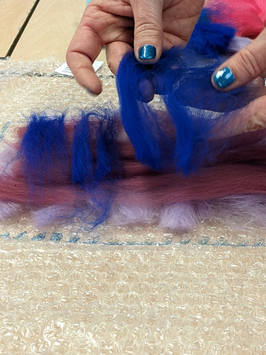 StJosephsSE8's tweet photo. A wonderful INSET session delivered by @BowArts learning felting techniques. Thank you, @StJamesHatcham for hosting. #Textiles #Felting #CreativeTeachers https://t.co/p1TCNVAPRi