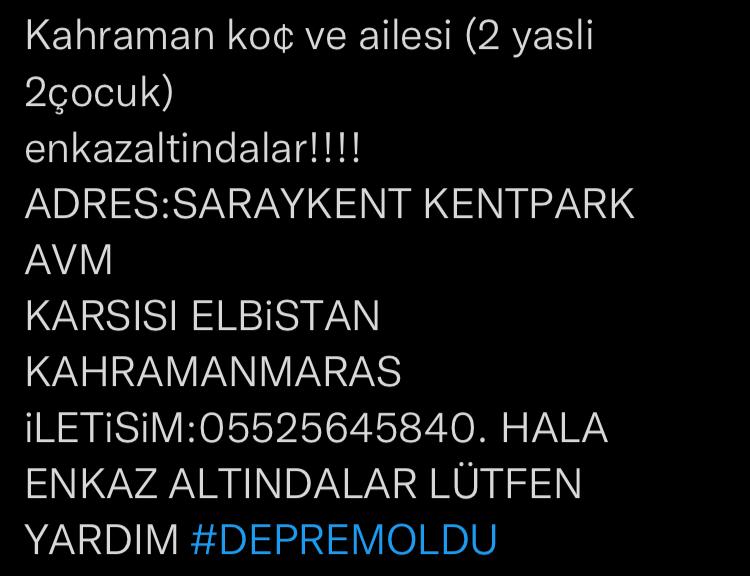 Ecemmbknr's tweet photo. #Göçük
Koç ailesinden hala haber alınamıyor, durum çok acil, lütfen yardım ulaştırılsın 🙏 https://t.co/ASZrvyFPQv