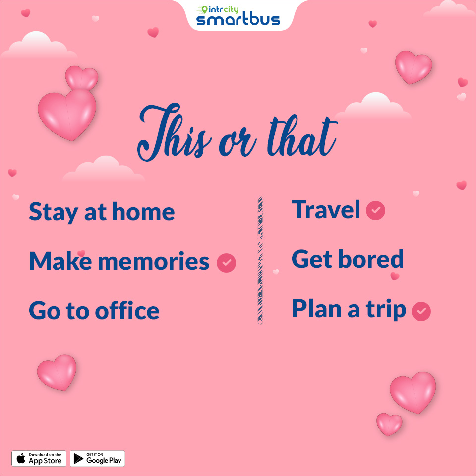 IntrCity's tweet photo. Lets start the valentines week with a little game. Let us know how are you planning to spend this special week with your loved ones!
#IntrCity #best #valentines #february #love #ItsASmartBus #travel #India https://t.co/NcxPFSNcSQ